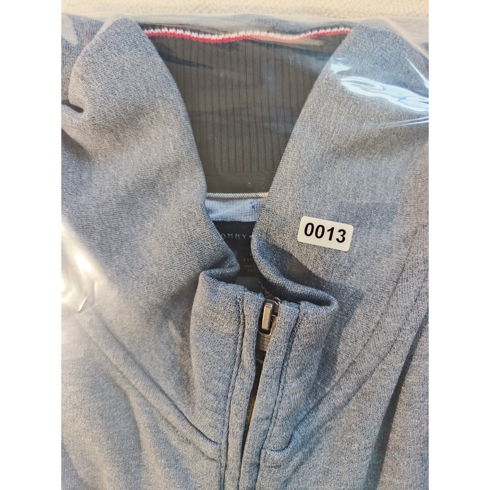 Tommy Hilfiger Mens XXL Quarter Zip Pullover Heather Blue Gray Mock Neck Sweater - Picture 7 of 7